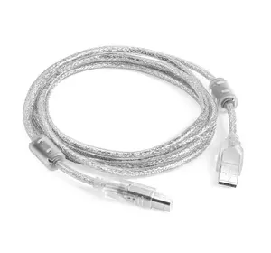 Кабель USB 2.0 AM/BM, 3.0m, 2 ферити, прозорий Кабель USB 2.0 AM/BM, 3.0m, 2 ферити, прозорий