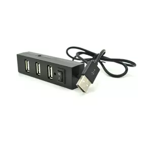 Хаб YT-HUB4-B USB 2.0 4 порту, Black, 480Mbts живлення від USB, Blister Q200