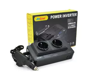 Інвертор напруги Q-CC8200 300W, 12/220V, approximated, 2 універсальні розетки+2USB+Type C, Box Інвертор напруги Q-CC8200 300W, 12/220V, approximated, 2 універсальні розетки+2USB+Type C, Box