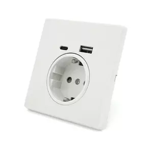 Розетка врізна із заземленням, Input: AC:110-250V/16A, Type-C/USB-виходи, White Розетка врізна із заземленням, Input: AC:110-250V/16A, Type-C/USB-виходи, White
