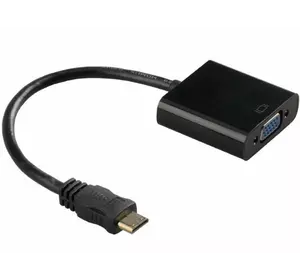Конвертер mini HDMI (тато) на VGA (мама) 30cm, Black, 4K / 2K, Пакет
