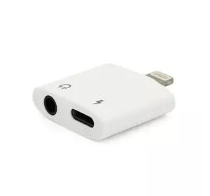 Перехідник KIN KY-178 Lighting(M) => Jack 3.5mm(F)+Lighting(F), White, Box Перехідник KIN KY-178 Lighting(M) => Jack 3.5mm(F)+Lighting(F), White, Box