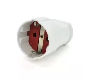Штепсельне гніздо Євро із заземленням, розбірне, 16А 220V, колір білий/червоний, Q20 Штепсельне гніздо Євро із заземленням, розбірне, 16А 220V, колір білий/червоний, Q20