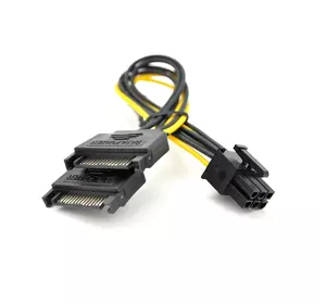 Кабель-перехідник для живлення відеокарти SATA+SATA->6P, OEM Q50 Кабель-перехідник для живлення відеокарти SATA+SATA->6P, OEM Q50