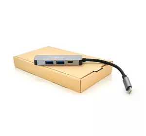 Хаб-конвертор VEGGIEG TC04 Type-C (тато) на Type-C (мама) + USB3.0 * 2 (мама) + HDMI (мама), 10 см, Silver, Box Хаб-конвертор VEGGIEG TC04 Type-C (тато) на Type-C (мама) + USB3.0 * 2 (мама) + HDMI (мама), 10 см, Silver, Box