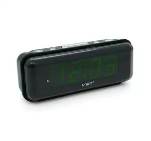 Електронний годинник VST-738, будильник, живлення від кабелю 220V, Light Green Light