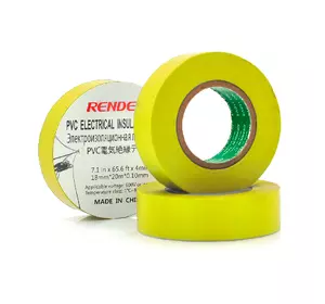 Ізолента RENDER 0,19 мм * 16 мм * 7 м (жовта), temp:-10 +80 ° С, 2000V, розтяж-180%, міцність 20Н / см, Агдезія 0,42 кг / 25мм, 10 шт. в уп. ціна за упак.