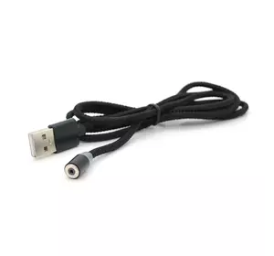 Магнітний кабель PiPo USB 2.0, 1m, 2А, тканинна оплетка, броньований, Black, OEM