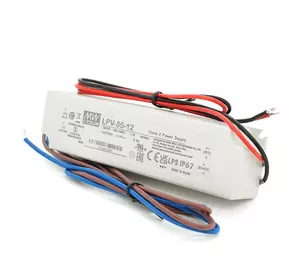 Імпульсний блок живлення герметичний Mean Well LPV-35-12 12В 3А (35Вт) IP67 Імпульсний блок живлення герметичний Mean Well LPV-35-12 12В 3А (35Вт) IP67