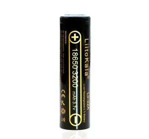 Акумулятор 18650 Li-Ion LiitoKala Lii-32A, 3200mAh (3050-3350mAh), 3.7V (2.75-4.2V), Black, PVC BOX Q2, ціна за 1 шт Акумулятор 18650 Li-Ion LiitoKala Lii-32A, 3200mAh (3050-3350mAh), 3.7V (2.75-4.2V), Black, PVC BOX Q2, ціна за 1 шт