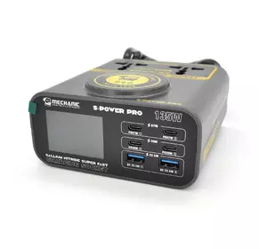 Зарядні станція з цифровою індикацією MECHANIC S-Power Pro, 4*PD3.1-30W, 2*QC3.0-15W,Wireless Charging, 2*Socket, 220V/135W. 131*125*47mm Зарядні станція з цифровою індикацією MECHANIC S-Power Pro, 4*PD3.1-30W, 2*QC3.0-15W,Wireless Charging, 2*Socket, 220V/135W. 131*125*47mm