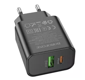СЗУ BOROFONE BA88A 110-240V, PD20W+Q3.0,USB+Type-C, Black , Blister СЗУ BOROFONE BA88A 110-240V, PD20W+Q3.0,USB+Type-C, Black , Blister