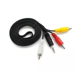 Кабель DC3.5 (тато) => 3хRCA (тато), GOLD Jack, довжина Jack 18мм, CU, круглий, Black, 1,5 м, (Пакет) Q500 Кабель DC3.5 (тато) => 3хRCA (тато), GOLD Jack, довжина Jack 18мм, CU, круглий, Black, 1,5 м, (Пакет) Q500