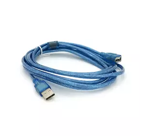 Подовжувач USB 2.0 AM / AF, 3.0m, 1 ферит, прозорий синій Q150 Подовжувач USB 2.0 AM / AF, 3.0m, 1 ферит, прозорий синій Q150