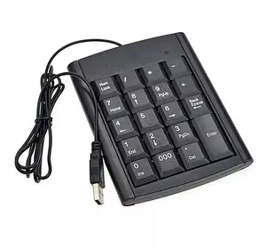Цифрова клавіатура USB для ноутбука, довжина кабеля 130см (126х93х20 мм) Black, 19к, Blister-box