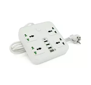 Мережевий фільтр ТВ-Т90, 4 розетки + 3 USB, 2 м, перетин 3х0, 75мм, 3000W, White, Box Мережевий фільтр ТВ-Т90, 4 розетки + 3 USB, 2 м, перетин 3х0, 75мм, 3000W, White, Box
