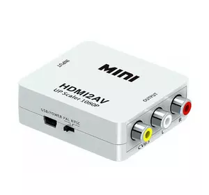 Конвертер Mini, HDMI to AV, ВИХІД 3RCA (мама) на ВХІД HDMI (мама), 720P / 1080P, White, BOX Конвертер Mini, HDMI to AV, ВИХІД 3RCA (мама) на ВХІД HDMI (мама), 720P / 1080P, White, BOX