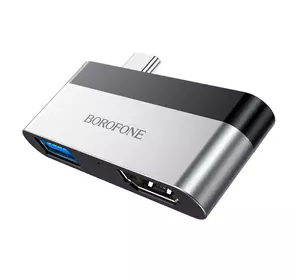 Перехідник BOROFONE DH2 Type-C(Male) - USB3.0+2*HDMI, Black, Box