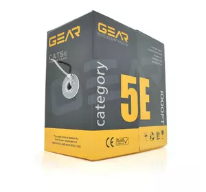 Кабель кручена пара GEAR UTP 4x2x0,51 Cat5E, CCA, для внутрішніх робіт, сірий,305m Кабель кручена пара GEAR UTP 4x2x0,51 Cat5E, CCA, для внутрішніх робіт, сірий,305m