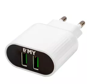 Набір 2 в 1 CЗУ With Iphone Cable 110-240V MY-220, 2 x USB, 5V / 12W, Output: 5V / 2.4A, White, Blister- box