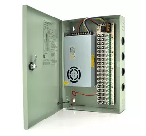 Імпульсний блок живлення 12V-20A / 18CH в боксі з замком перфорований, 18-ти канальний Імпульсний блок живлення 12V-20A / 18CH в боксі з замком перфорований, 18-ти канальний