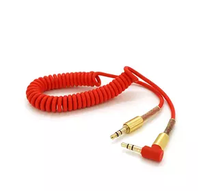 Кабель AUX Audio DC3.5 тато-тато 1.5м пружина, CCA Stereo Jack, (круглий) Red cable, Box Кабель AUX Audio DC3.5 тато-тато 1.5м пружина, CCA Stereo Jack, (круглий) Red cable, Box