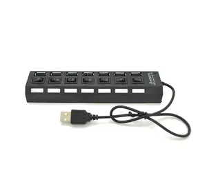 Хаб USB 2.0 7 портів з перемикачами на кожен порт, Black, 480Mbts High Speed, живлення від USB, Blister Q100 Хаб USB 2.0 7 портів з перемикачами на кожен порт, Black, 480Mbts High Speed, живлення від USB, Blister Q100