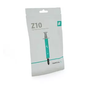 Паста термопровідна DeepCool Z10 5g, шприц, Blue-Gray, >6.5 W/m-K, <0,08C-in²/W, -50°≈220°, В'язкість -85K cPs, + лопатка + серветки, блістер Паста термопровідна DeepCool Z10 5g, шприц, Blue-Gray, >6.5 W/m-K, <0,08C-in²/W, -50°≈220°, В'язкість -85K cPs, + лопатка + серветки, блістер
