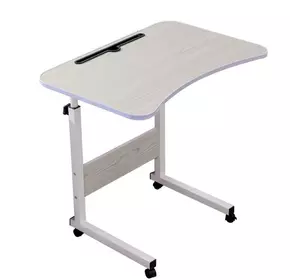 Стіл-підставка для ноутбука, приліжковий, регульована висота-70-90 см, стільниця-60х40см, White