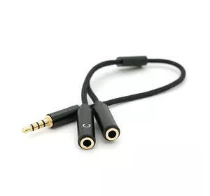Розгалужувач аудіо для навушників і мікрофона, Jack 3.5 (тато) 4 pin =>2*Jack 3.5(мама) 3 pin, круглий в обплетенні, Box Розгалужувач аудіо для навушників і мікрофона, Jack 3.5 (тато) 4 pin =>2*Jack 3.5(мама) 3 pin, круглий в обплетенні, Box