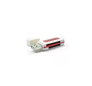 Кардрідер універсальний 4в1 MERLION CRD-5RD TF / Micro SD, USB2.0, RED, OEM Q50