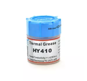 Паста термопровідна HY-410 15g, банка, White,> 1,42W / m-K, <0.262 ° C-in² / W, -30 ° ≈280 °, В'язкість -1K cPs, OEM Q40 Паста термопровідна HY-410 15g, банка, White,> 1,42W / m-K, <0.262 ° C-in² / W, -30 ° ≈280 °, В'язкість -1K cPs, OEM Q40
