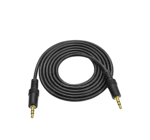 Кабель AUX Audio DC3.5 тато-тато 1.5м, GOLD Stereo Jack, (круглий) Black cable, Пакет Q500