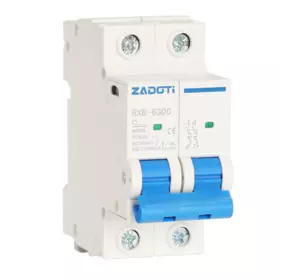 Автоматичний вимикач постійного струму ZADOTI DZ47-63C40 2P DC1000V, 40A, 6kA, DIN, 35*75*79mm Автоматичний вимикач постійного струму ZADOTI DZ47-63C40 2P DC1000V, 40A, 6kA, DIN, 35*75*79mm