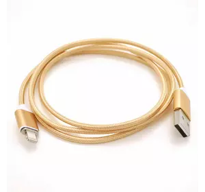 Магнітний кабель USB 2.0 / Lighting, 1m, 2А, індикатор заряду, тканинна оплетка, знімач, Gold, Blister ( під наконечник 1938 )