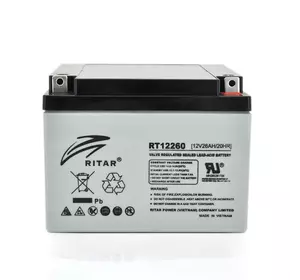 Акумуляторна батарея AGM RITAR RT12260, Gray Case, 12V 26.0Ah  (166 х 178 х125 ) Q1