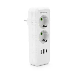 Розетка трійник із заземленням F103-White, 2 розетки+2USB+1Type-C, 2500W, 10A, 110-250V~Max, Blister Розетка трійник із заземленням F103-White, 2 розетки+2USB+1Type-C, 2500W, 10A, 110-250V~Max, Blister