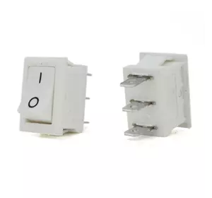 Перемикач ON-ON KCD1-102, 250VAC / 6A, 3 контакта, White,  Q100 Перемикач ON-ON KCD1-102, 250VAC / 6A, 3 контакта, White,  Q100