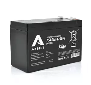 Акумулятор AZBIST Super AGM ASAGM-1290F2, Black Case, 12V 9.0Ah (151 х 65 х 94 (100) ) Q10/420 Акумулятор AZBIST Super AGM ASAGM-1290F2, Black Case, 12V 9.0Ah (151 х 65 х 94 (100) ) Q10/420