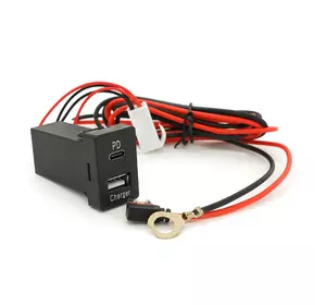 АЗУ врізне 38W-L01T03-С, PD+QC, Type-C: 20W, USB: 18W, комплект дротів з роз'ємами, 33x22х58mm, Black АЗУ врізне 38W-L01T03-С, PD+QC, Type-C: 20W, USB: 18W, комплект дротів з роз'ємами, 33x22х58mm, Black