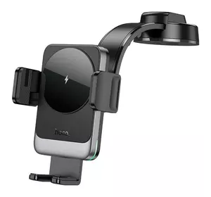 Автоутримувач HOCO HW14+ Wireless Charging 15W, кріплення на торпеду, затискач 55-90мм, Black, Box Автоутримувач HOCO HW14+ Wireless Charging 15W, кріплення на торпеду, затискач 55-90мм, Black, Box