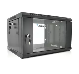 Шафа  Merlion 6U, 600*450*367 (Ш*Г*В) мм  загартоване скло, чорна. сталь 1,2мм з замком Шафа  Merlion 6U, 600*450*367 (Ш*Г*В) мм  загартоване скло, чорна. сталь 1,2мм з замком
