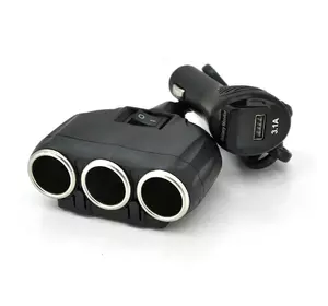 АЗП розгалужувач + вольтметр Olesson 1634, 12V-3 * 12V + USB, Black, Blister АЗП розгалужувач + вольтметр Olesson 1634, 12V-3 * 12V + USB, Black, Blister
