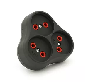 Розетка трійник без заземлення AK303B, Black, Q12 Розетка трійник без заземлення AK303B, Black, Q12