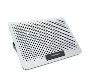 Підставка під ноутбук IceCoorel A19, 10-15.6", 6 * 60mm 580±10% RPM, корпус пластик + алюміній, 2xUSB 2.0, 350x225x26mm, Silver, Box, Q20 Підставка під ноутбук IceCoorel A19, 10-15.6", 6 * 60mm 580±10% RPM, корпус пластик + алюміній, 2xUSB 2.0, 350x225x26mm, Silver, Box, Q20