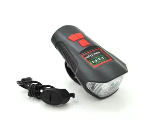 Ліхтарик велосипедний XA-585, 4 режими, 2 сигнали, вбудований аккум, кабель, BOX