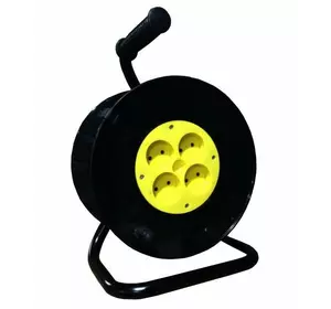 Котушка для подовжувача до 50м без кабелю на 4 гнізда без контакту, контактна група - латунь (Жовта)