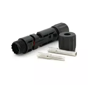 Коннектор MC4 1000V, 45A, луджений-мідний суцільний затискач, трубчастий, перетин 2,5-4 мм², IP67 фотоелектричний для сонячних систем, Q1000, OEM, чорний Коннектор MC4 1000V, 45A, луджений-мідний суцільний затискач, трубчастий, перетин 2,5-4 мм², IP67 фотоелектричний для сонячних систем, Q1000, OEM, чорний