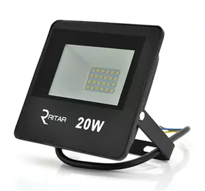 Прожектор SLIM LED RITAR RT-FLOOD20A, 20W, 24xSMD2835, IP65, 2000Lm, 6500K (100%), PF>0.9  Ra>70, 125*140*25mm