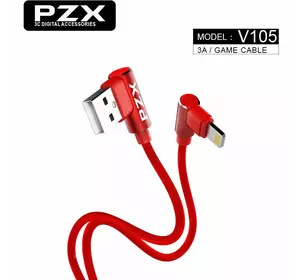 Кабель PZX V-105, Quick Charge3.0 Iphone7/8/X Cable, 3.0A, Red, длина 1м, угловой, BOX